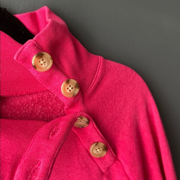 J. CREW women’s wide button collar pullover hot pink size medium womens top - Picture 6 of 16
